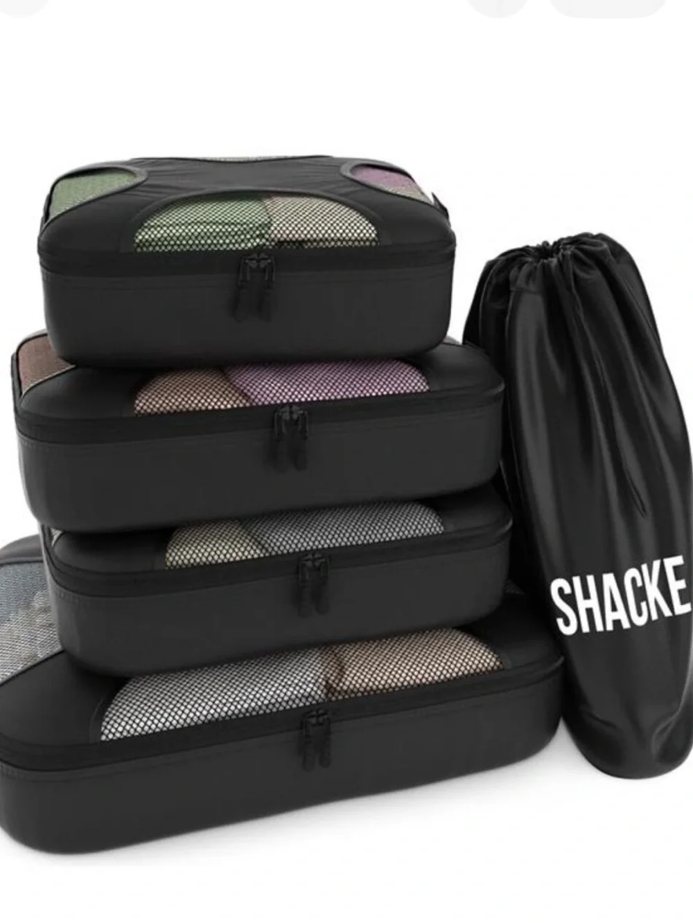 Black Travel Packing Cube Set - 4pc Organizer
